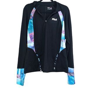 FILA Multi Colored 1/4 Zip Athletic Jacket Size Large
